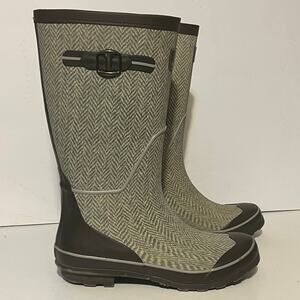 Arctic Shield Womens Boots SZ 8 Rubber Rain Snow Mud Herringbone Brown Tan 13.5”
